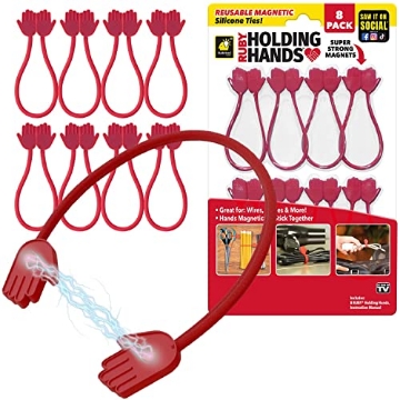 Picture of AS SEEN ON TV 16955-8 Ruby Holding Hands Ultra-Powerful Magnetic Silicone Zip Ties, AS-SEEN-ON-TV, Industrial-Strength Cable Ties with Magnet Automatically Stick Together, Reusable, Great for Cables, Cords (EA)