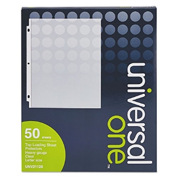 Picture of UNIVERSAL UNV21129 Universal 21128 Top-Load Poly Sheet Protectors, Heavy Gauge, Clear, 50/Pack (PK-50-EA)