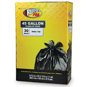 Picture of RUFFIES 1124922 Ruffies Pro 1124922 45 Gallon Jumbo Black Trash Bags 30 Count (EA)