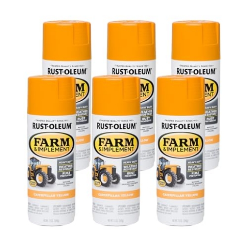 Picture of Rustoleum 280140 Rust-Oleum 280140-6PK Specialty Farm & Implement Spray Paint, 12 Oz, Gloss Caterpillar Yellow, (Pack of 6) (PK-6-EA)
