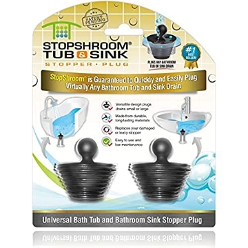 Picture of STOPSHROOM STSPLG2PK StopShroom Tub 2 Pack Universal Stopper for Bathtub and Bathroom Sink Drains, Black Plug 2pk, 2 Count (EA)