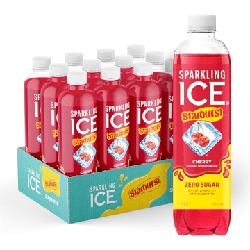 Picture of TALKING RAIN BEVERAGE COMPANY FG00539 Sparkling Ice STARBURST Cherry, Zero Sugar Flavored Sparkling Water, with Vitamins and Antioxidants, Low Calorie Beverage, 17 fl oz Bottles (Pack of 12) (PK-12-EA)