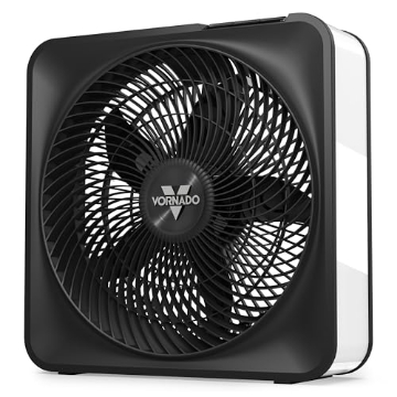 Picture of VORNADO AIR LLC FA1-0240-43 Vornado Model 80 High Velocity Electric Box Fan with Removable Grille, 5 Speed Settings, Powerful Airflow, Whole Room Air Circulation, Targeted Cooling, Cord Storage, Durable Floor Fan, Ice White (EA)
