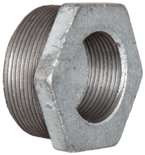 Picture of ANVIL INTERNATIONAL 8700131157 Anvil 8700131157, Cast Iron Pipe Fitting, Hex Bushing, 1-1/2" NPT Male x 1" NPT Female, Galvanized Finish (EA)