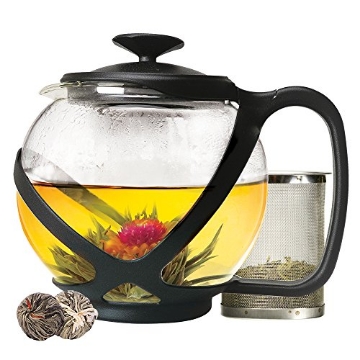 Picture of Primula PTA-2340 Primula Tempo Glass Teapot with 2 Flowering Teas, 40 oz, Black (EA)