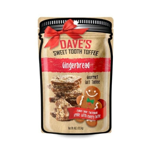 Picture of DAVE'S SWEET TOOTH 63394 Dave's Sweet Tooth Gingerbread Toffee – Handmade & Homemade Gourmet Toffee with Warm Gingerbread, and Real Butter, Naturally Gluten-Free (PK-12-EA)