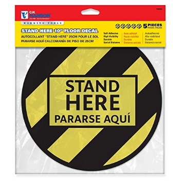 Picture of CH Hanson 15092 CH Hanson Bilingual Yellow Social Distancing Decal 0.08 in. H x 10 in. W - Case of: 12;12 (PK-12-EA)