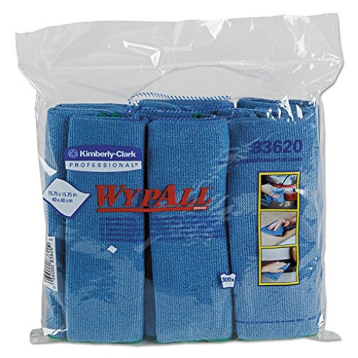 Picture of KIMBERLYCL 83620 WypAll 83620 Microfiber Cloths, Reusable, 15 3/4 x 15 3/4, Blue, 6/Pack (PK-6-EA)
