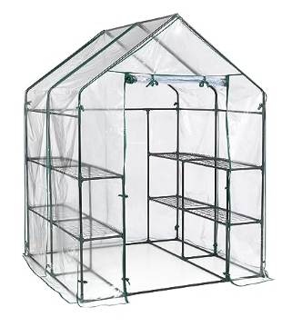 Picture of Miracle Gro 70527 Miracle-Gro 4'8" x 4'8" x 6'5" All-Season Small Walk-in Greenhouse with 8 Wire Shelves for Outdoors, Easy-Access and Durable, Translucent (EA)