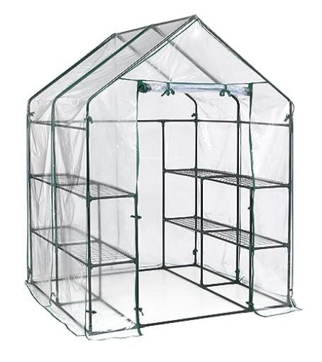 Picture of Miracle Gro 70527 Miracle-Gro 4'8" x 4'8" x 6'5" All-Season Small Walk-in Greenhouse with 8 Wire Shelves for Outdoors, Easy-Access and Durable, Translucent (EA)