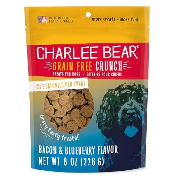 Picture of GOTT PET PRODUCTS 131302 Charlee Bear Crunch Grain Free Dog Treats, Bacon and Blueberry, 8 Ounce Resealable Bag, Low Calorie Training Treats for Dogs, Limited Ingredient, Healthy, Crunchy Dog Snacks, Made in USA (EA)