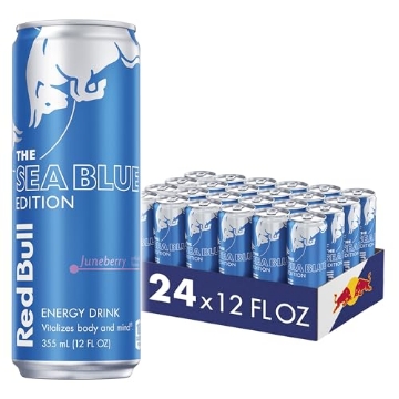 Picture of RED BULL RB242607 Red Bull Sea Blue Edition Energy Drink, Juneberry, with 114mg Caffeine plus Taurine & B Vitamins, 12 Fl Oz, Pack of 24 Cans (PK-24-EA)