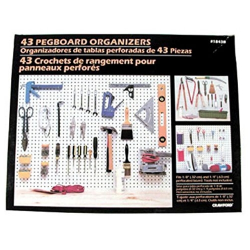 Picture of CRAWFORD 1843B Crawford Zinc Plated Black/Silver Steel Pegboard Organizer Kit 43 pk (EA)