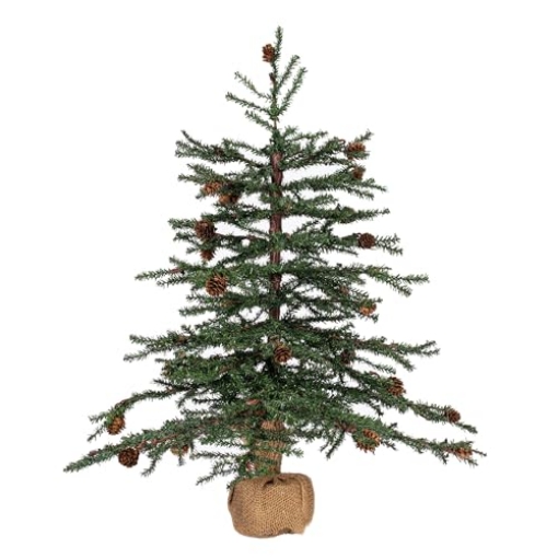 Picture of Vickerman B803921 Vickerman 24" Caramel Pine Artificial Christmas Tree Unlit- Featuring 480 PVC Tips - Pine Cone Accented - Seasonal Indoor Home Decor with Decorative Burlap Base (EA)