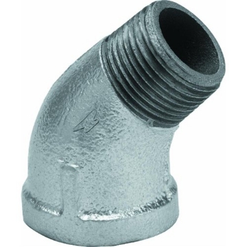Picture of ANVIL INTERNATIONAL 8700128450 Anvil 8700128450, Malleable Iron Pipe Fitting, 45 Degree Street Elbow, 3/8" NPT Male x NPT Female, Galvanized Finish (EA)