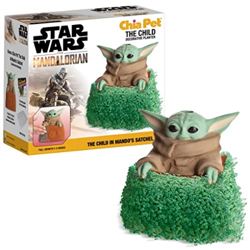 Picture of CHIA PET CP985A16 Chia Pet Star Wars the Child in Mandos Satchel with Seed Pack, Decorative Pottery Planter, Easy to Do and Fun to Grow, Novelty Gift, Perfect for Any Occasion (EA)