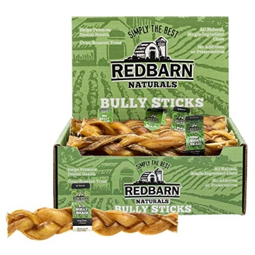 Picture of REDBARN PET PRODUCTS LLC 229001 Redbarn 9" Braided Bully Sticks for Dogs - Natural, Grain-Free, Highly Palatable, Long-Lasting Dental Chews Sourced from Free-Range, Grass-Fed Cattle 1 Stick (PK-35-EA)