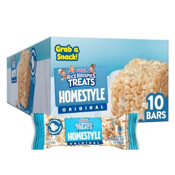 Picture of Kellogg NA Co. 768937 Rice Krispies Treats Homestyle Crispy Marshmallow Squares, Kids Snacks, Lunch Snacks, Original, 16.2oz Box (10 Bars) (PK-10-EA)