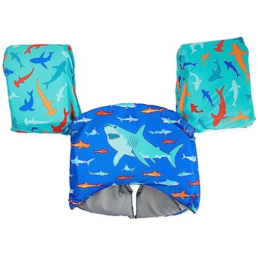 Picture of SWIMWAYS 6070478 SwimWays Swim Trainer, US Coast Guard Approved Life Vest Kids Swim Vest, Arm Floaties & Life Jackets for Kids 33-55 lbs, Shark (EA)