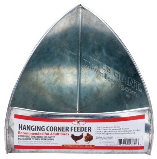 Picture of LITTLE GIANT LADDER SYSTEMS LLC 167543 Little Giant® Hangable Corner Poultry Feeder | Galvanized Corner Hanging Poultry Feeder | Chicken Grit Feeder | Galvanized Poultry Grit Feeder (EA)