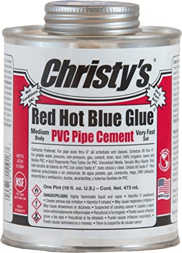 Picture of Christmas Time 505198 Christy's Red Hot Blue Glue PVC Cement - Medium Body, Very Fast Set, Low-VOC, 1 Pint (16 fl oz) (EA)