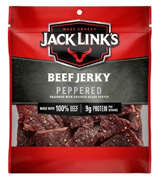 Picture of JCK 10000007614 Jack Link's Beef Jerky, Peppered Flavor, 2.85 oz - Flavorful Meat Snack, 9g of Protein and 80 Calories, Made with Premium Beef - 95 Percent Fat Free, No Added MSG or Nitrates/Nitrites (PK-8-EA)