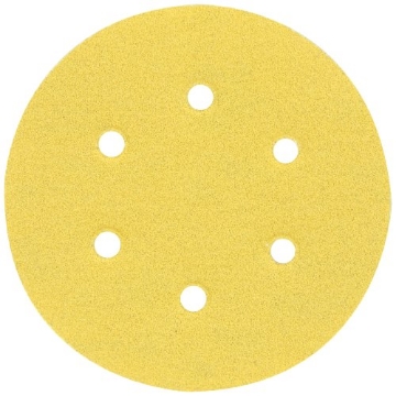 Picture of Norton Company 07660701636 Norton 07660701636 Hook and Sand Universal Vac Hole Abrasive Disc with Hook and Loop Attachment, Paper Backing, Aluminum Oxide, 6 Holes, 6" Diameter, Grit P80 Coarse (Pack of 25) (EA)