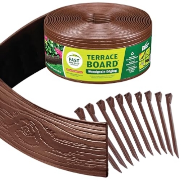 Picture of AVON PLASTICS 94340 MASTER MARK Terrace Board, Landscape Coiled Edging, Grass Barrier, Bender Board, Garden Borders (Brown) 4 in. x 40 ft. with 10 Stakes (EA)