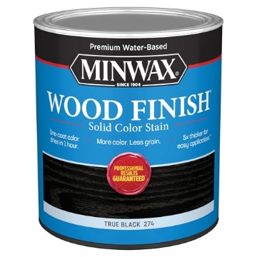 Picture of Minwax 108510000 Minwax Wood Finish Water-Based Solid Color Wood Stain, True Black, 1 Quart (EA)