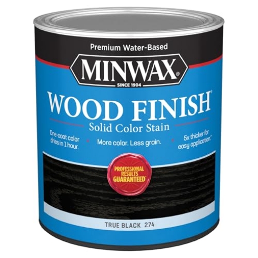 Picture of Minwax 108510000 Minwax Wood Finish Water-Based Solid Color Wood Stain, True Black, 1 Quart (EA)