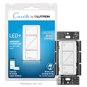 Picture of LUTRON ELECTRONICS CO PD-6WCL-WH-R Lutron CECOMINOD005477 PD-6WCL-WH-R Caseta Wireless 150-Watt Multi-Location in-Wall Dimmer, White (EA)