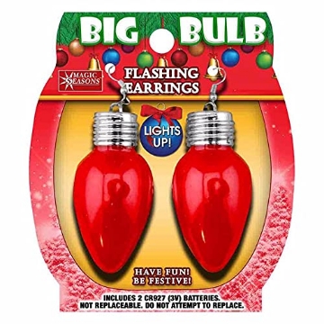 Picture of MAGIC CHEF 702442 Magic Seasons Christmas Big Bulb Flashing Earrings Plastic 1 pk - Case of: 12; Each Pack Qty: 112 (PK-12-EA)