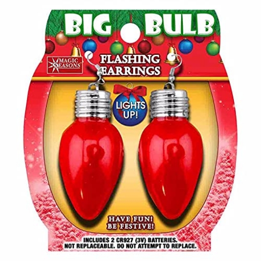 Picture of MAGIC CHEF 702442 Magic Seasons Christmas Big Bulb Flashing Earrings Plastic 1 pk - Case of: 12; Each Pack Qty: 112 (PK-12-EA)