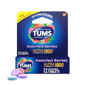 Picture of TUMS 663500 TUMS Ultra Strength Chewable Antacid Tablets for Heartburn Relief and Acid Indigestion Relief, Assorted Berries - 12 Count (PK-12-EA)