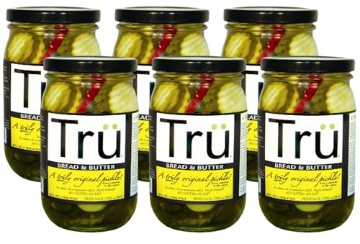 Picture of TRU PICKLES 3018 Tru Bread & Butter Pickles – Pure Natural Pickles with Perfect Balance of Seasonings - No Colors, Oil, Emulsifiers | Purely Natural & No Gluten | Classic Original Flavor Since 1900s | 16 Fl Oz (Pack of 6) (PK-6-EA)