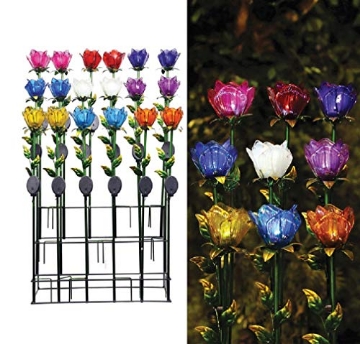 Picture of Alpine Dairy, Inc. KUR144A Alpine Corporation Kur144a 5 X 5 X 33 Solar Tulip Glass Petal Garden Stakes Assorted Colors 18 Count (PK-18-EA)