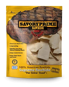 Picture of Savory Prime 045 Savory Prime 459 Rawhide Chips Natural 2"x6" Bag Dog Treats, 1lb (EA)