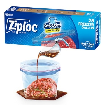 Picture of Johnson S C Inc 382 Ziploc Gallon Food Storage Freezer Bags, Grip 'n Seal Technology for Easier Grip, Open, and Close, 28 Count (BX)