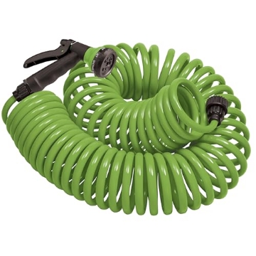 Picture of ORBIT IRRIGATION PRODUCTS INC 26380 Orbit 26380 Coil Garden Hose, 25 Feet, with 8-Pattern Hose Nozzle (Green) (EA)
