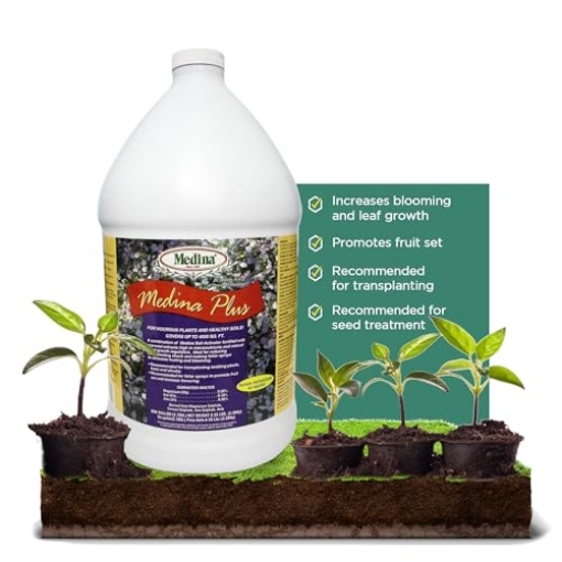 Picture of MEDINA GLASS BLOCK INC PLUS GAL 4/1 CS Medina Plus Soil Activator - Liquid Soil Loosener for Lawns & Gardens - Micronutrient-Rich Soil Conditioner & Softener - Used with House Plant Fertilizer, Liquid Plant Food for Houseplants - 1 Gal (EA)