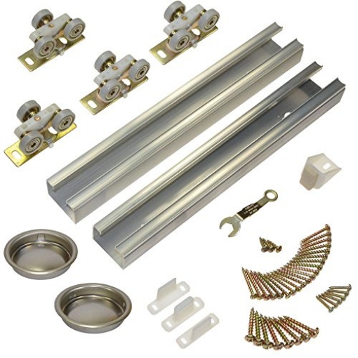 Picture of L E JOHNSON PRODUCTS INC 100482DR Johnson Hardware Aluminum by-Pass Door Hardware Set 11 pc. (EA)