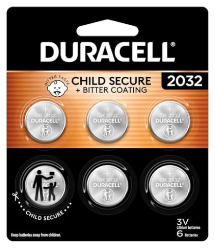 Picture of DURACELL(R) DL2032B6PK Duracell 2032 Lithium Battery, 6 Count (Pack of 1), Compatible with AirTag, Child Safety Features, Key Fob, CR2032 3V Cell (EA)
