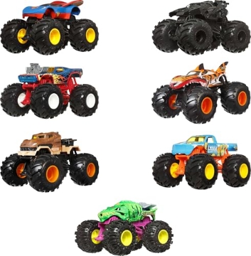 Picture of Hot Wheels FYJ83 Hot Wheels Monster Trucks, Oversized Monster Truck, 1:24 Scale Die-Cast Toy Truck with Giant Wheels and Cool Designs (PK-4-EA)