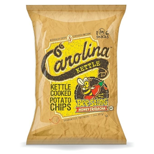 Picture of 1 IN 6 SNACKS LLC 10603 Carolina Kettle Chips | Kettle Cooked Potato Chips | Kosher - Gluten Free Chips Fit For Healthy School Snacks | With Irresistible Crunch and Bold Flavor - Honey Sriracha (Case of 20 x 2 oz.) (PK-20-EA)