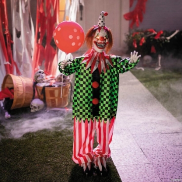 Picture of Morris Costumes ATC00287 51 1/2" Animated Standing Clown with Polka Dot Balloon Halloween Decoration (EA)