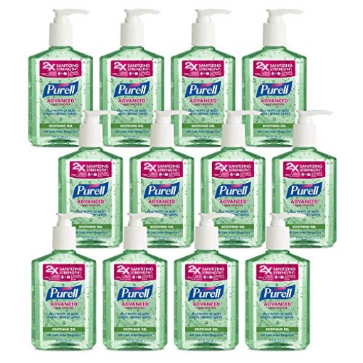 Picture of PURELL GOJ9674-12 PURELL Advanced Hand Sanitizer Soothing Gel with Aloe and Vitamin E- 8 fl oz Pump Bottle (Pack of 12) - 3016-12-CMR (CT-12-EA)