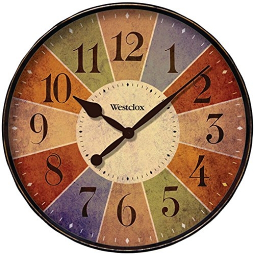 Picture of WESTCLOX(R) 32897 Westclox 32897 Wall Clock for Home Decor, Country Rustic Style, Bright and Colorful Display, Battery Operated, Quartz Movement, Ideal for Kitchen, Living Room, Office (Multicolor, 12-Inch) (EA)