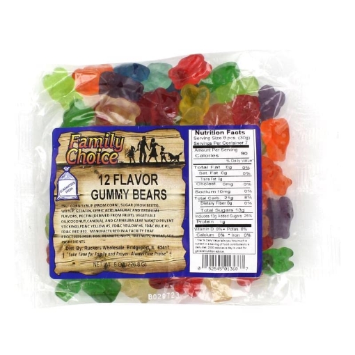 Picture of FAMILY CHOICE 1368 GUMMY BEARS ASSTD 8OZ (PK-12-EA)