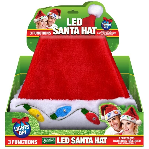 Picture of MAGIC CHEF 702831 Shawshank Ledz Magic Seasons LED Santa Hat Plush 1 pc - Total Qty: 1212 (PK-12-EA)