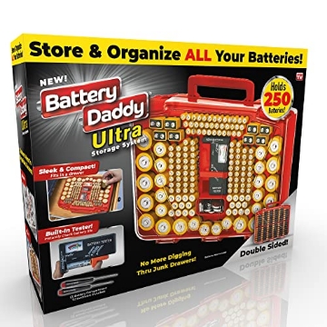 Picture of AS SEEN ON TV BADAU-MC4 Ontel Battery Daddy Ultra - Battery Organizer Storage Case with Tester, Stores & Protects Up to 250 Batteries, Clear Locking Lid, As Seen On TV (BADAU-MC4) (EA)